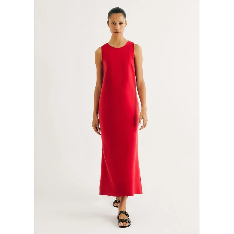 Vestido Midi Peach Touch Evasê - Vermelho P