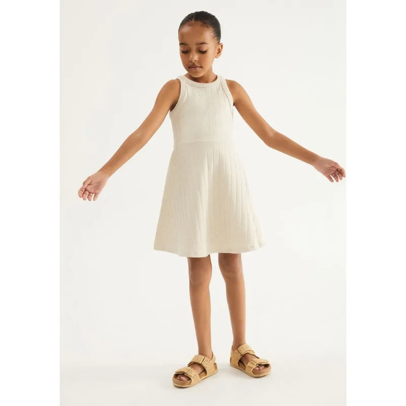 Vestido Infantil Curto Ribana Com Linho - Off white 016
