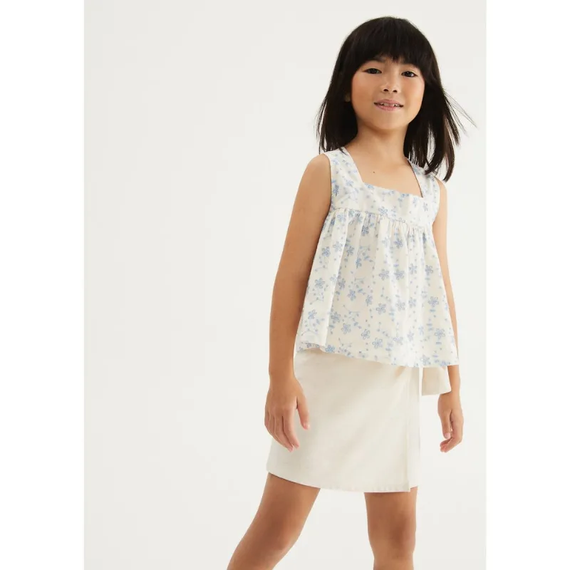 Shorts Saia Infantil Menina Reto Com Linho - Natural 010