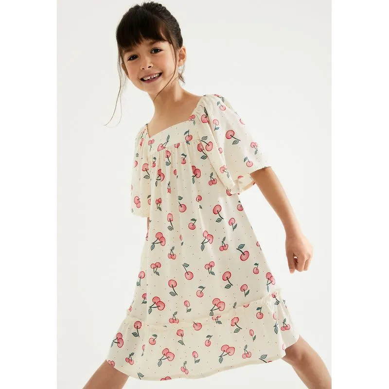 Vestido Infantil Com Mangas Bufantes - Creme 008