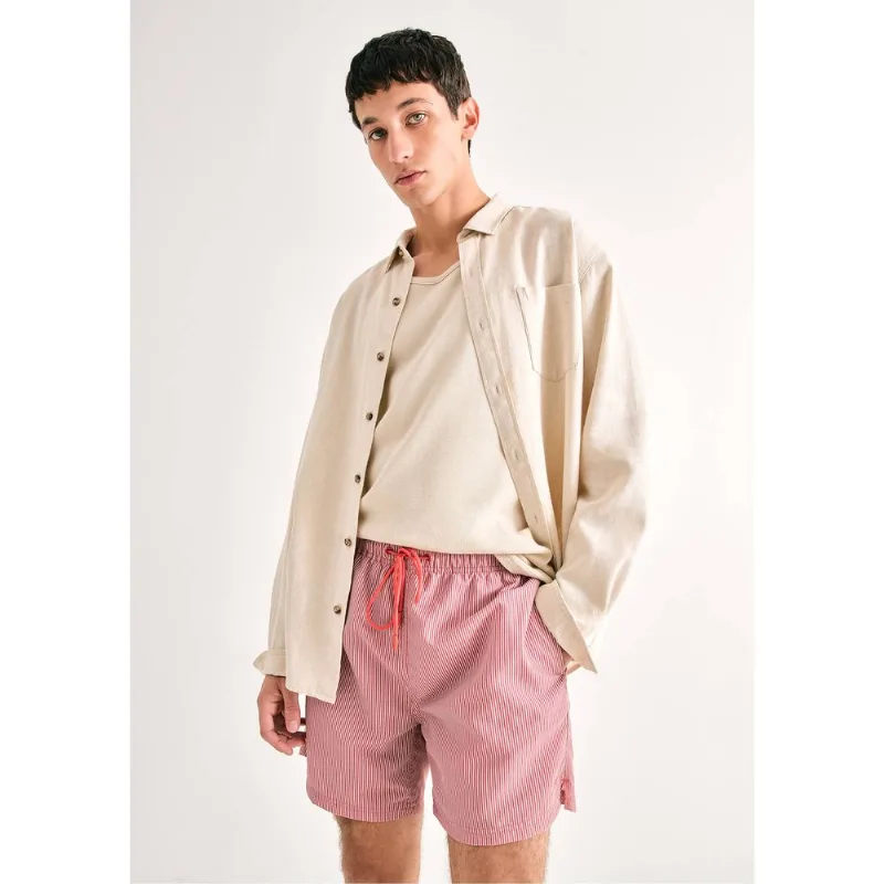 Shorts De Banho Masculino Listrado - Rosa XG