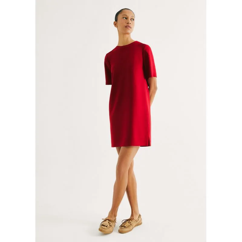 Vestido Curto Em Viscose Creponada - Vermelho G