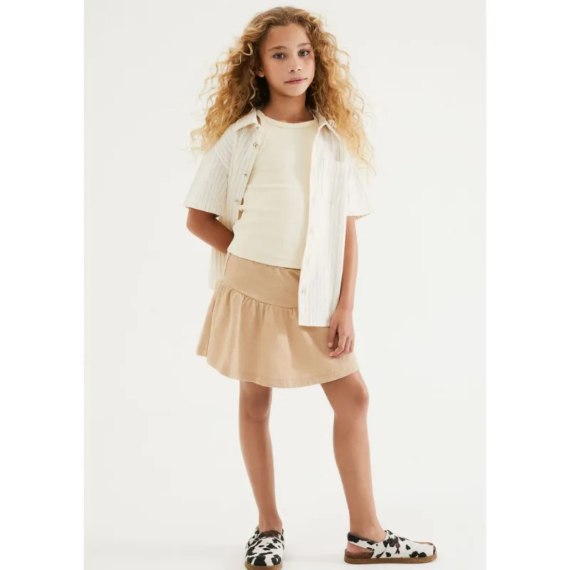 Shorts Saia Infantil Curto Com Babados - Bege 014