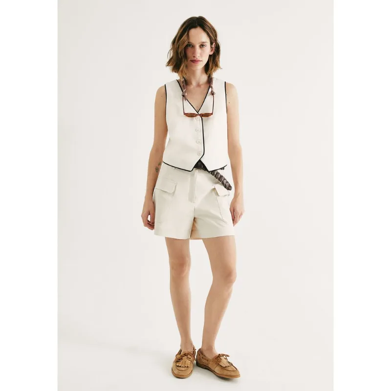 Shorts Feminino De Alfaiataria - Creme 044