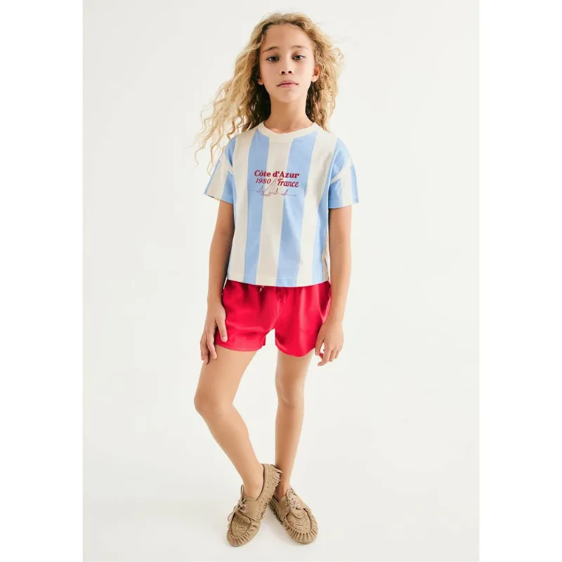 Shorts Infantil Menina Reto Em Viscose - Vermelho 006