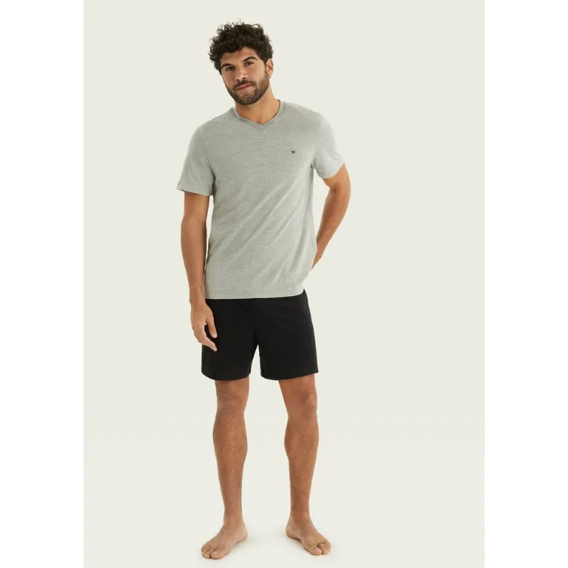 Pijama Masculino Curto Com Bordado - Cinza XXG