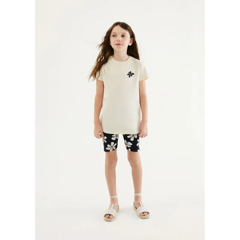 Conjunto Infantil Menina Curto Com Estampa - Creme 016
