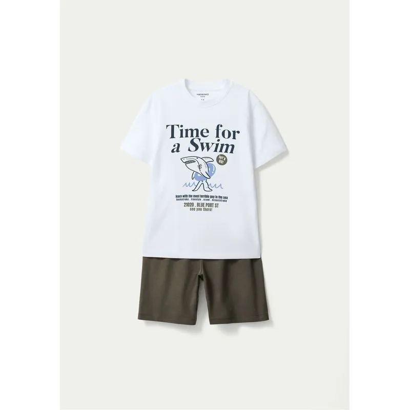 Conjunto Infantil Menino Curto Com Estampa - Branco 012