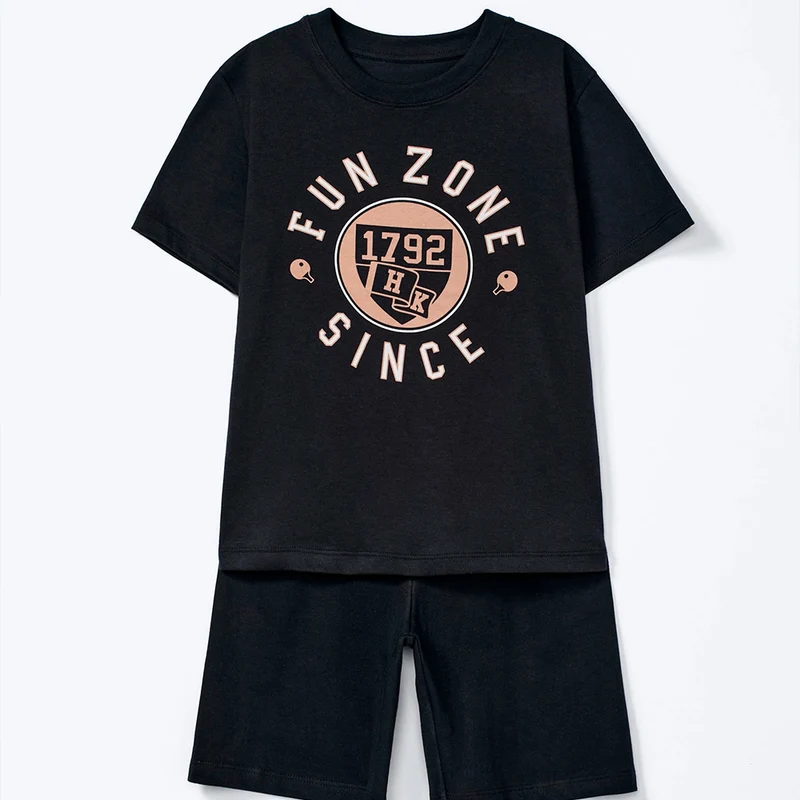 Conjunto Camiseta Manga Curta e Bermuda Hering Infantil Com Estampa Masculina - Preto 06 / Menino / Preto