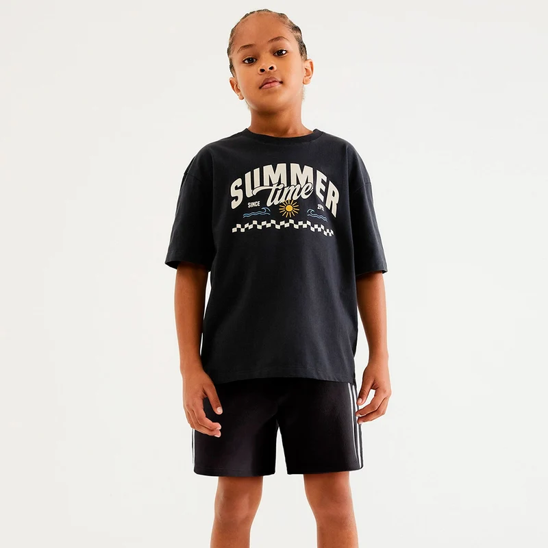 Conjunto Camiseta Manga Curta e Bermuda Hering Kids Estampado Masculino - Preto 04 / Menino