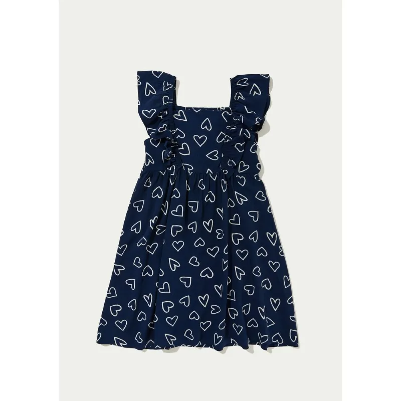 Vestido Infantil Curto Com Babados - Azul 016