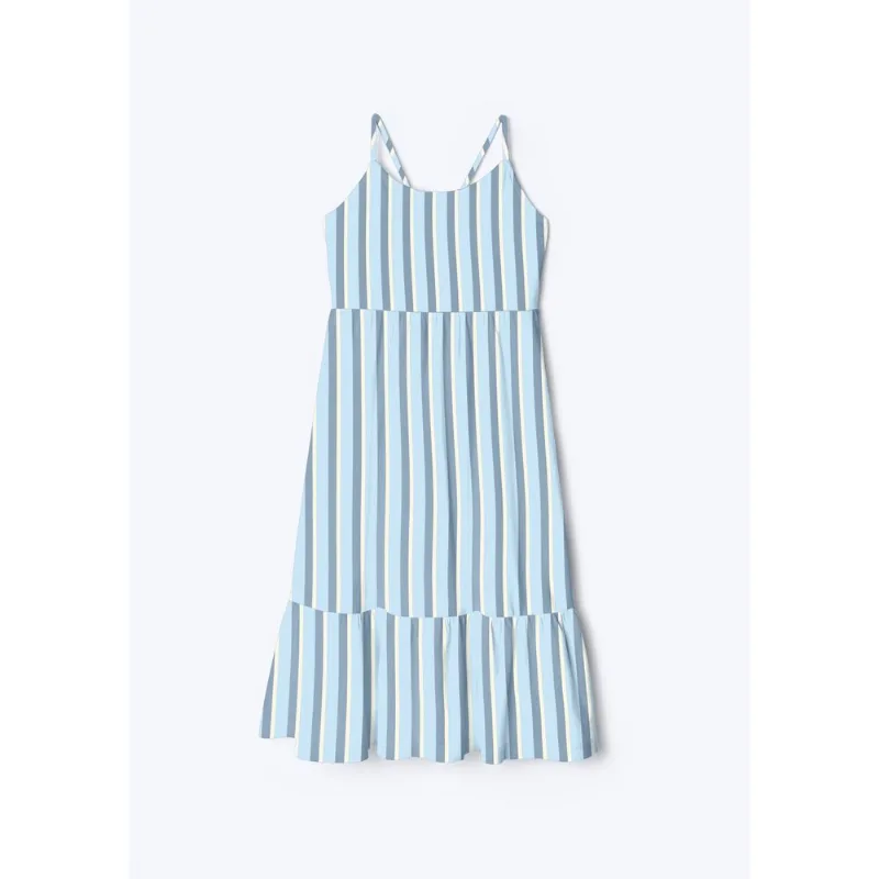 Vestido Infantil Midi Com Alças Finas - Azul 014