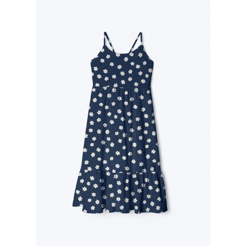 Vestido Infantil Midi Com Alças Finas - Azul 010