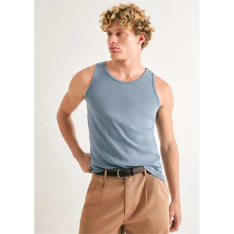 Regata Básica Masculina Slim Em Ribana - Azul M