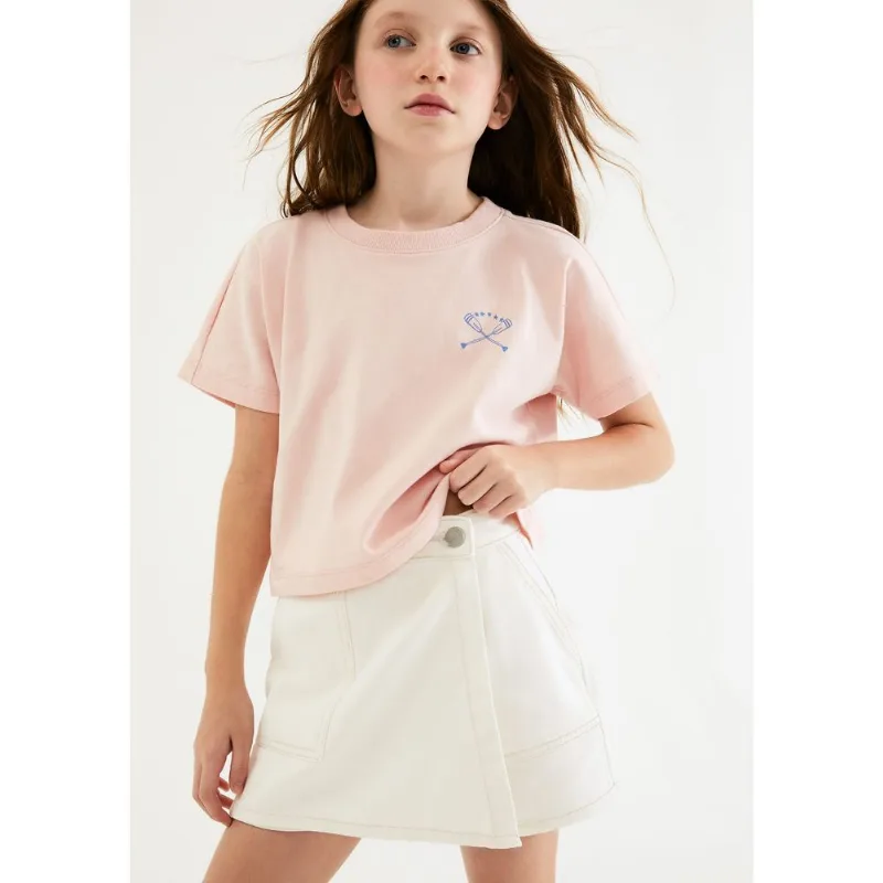 Shorts Saia Infantil Em Sarja - Natural 008
