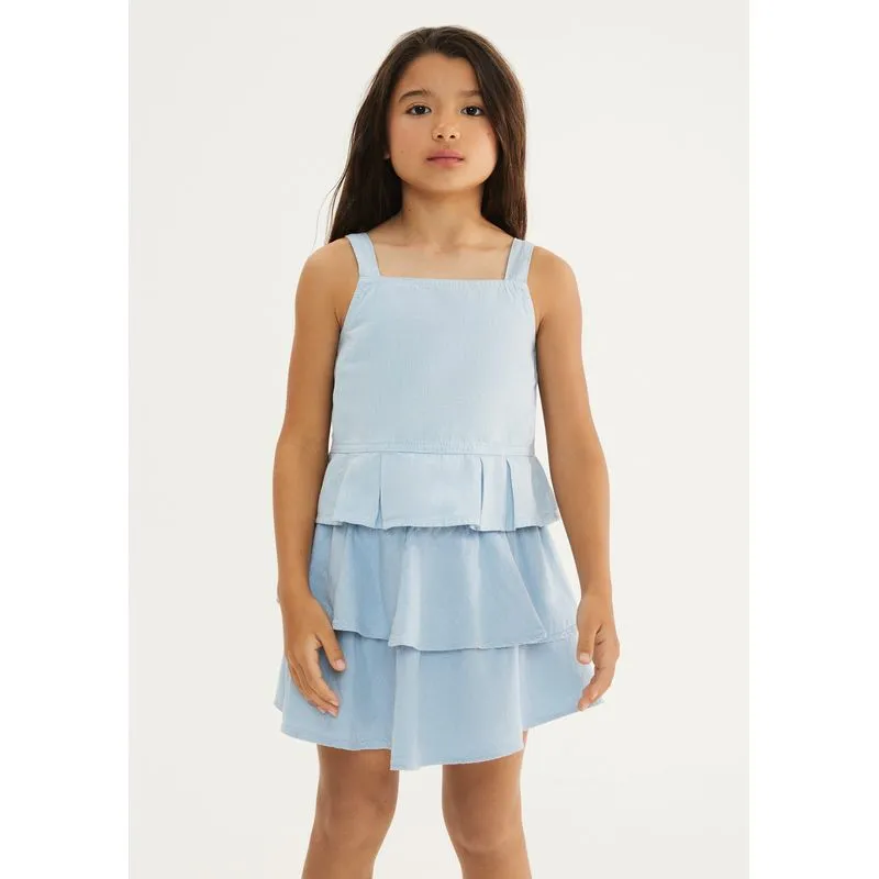 Saia Curta Infantil Com Babados - Azul 016