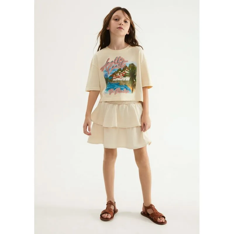 Saia Infantil Com Babados - Creme 012