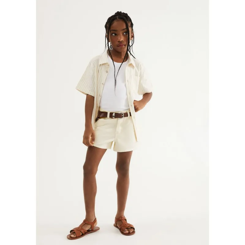 Shorts Infantil Menina Reto Em Sarja - Amarelo 006