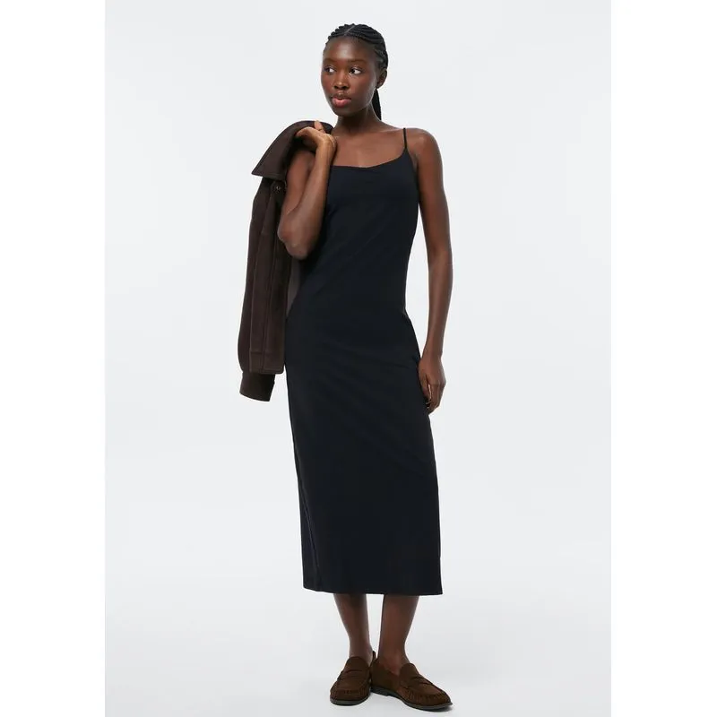 Vestido Midi Reto Em Algodão - Preto M