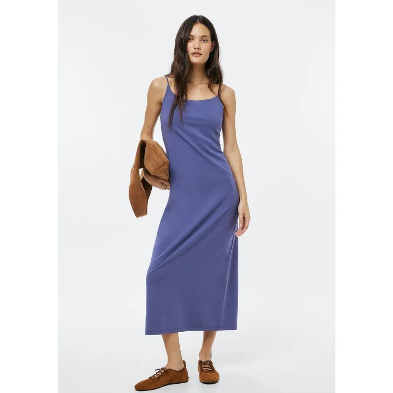 Vestido Midi Reto Em Algodão - Azul G
