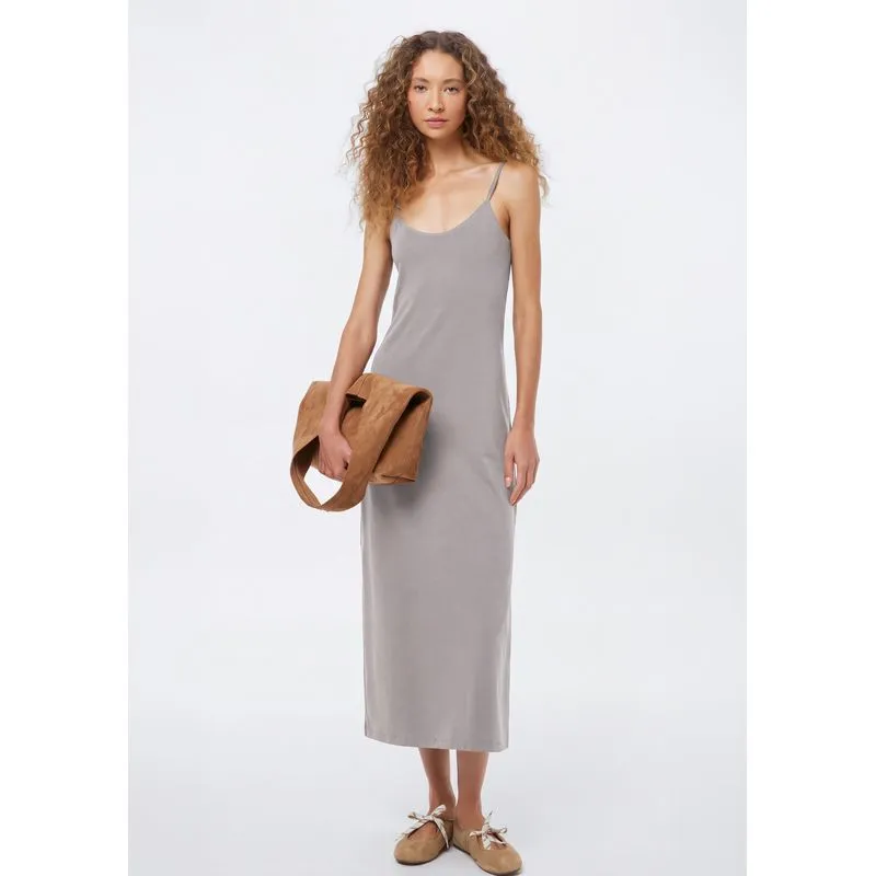 Vestido Midi Reto Em Algodão - Bege XP