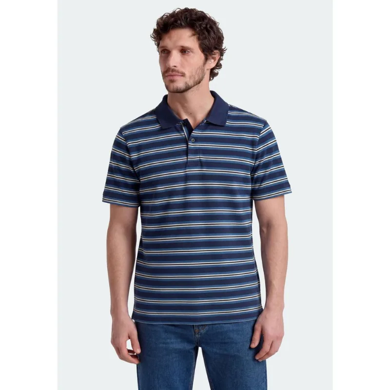 Camisa Polo Masculina Em Piquet Fio Tinto - Azul G