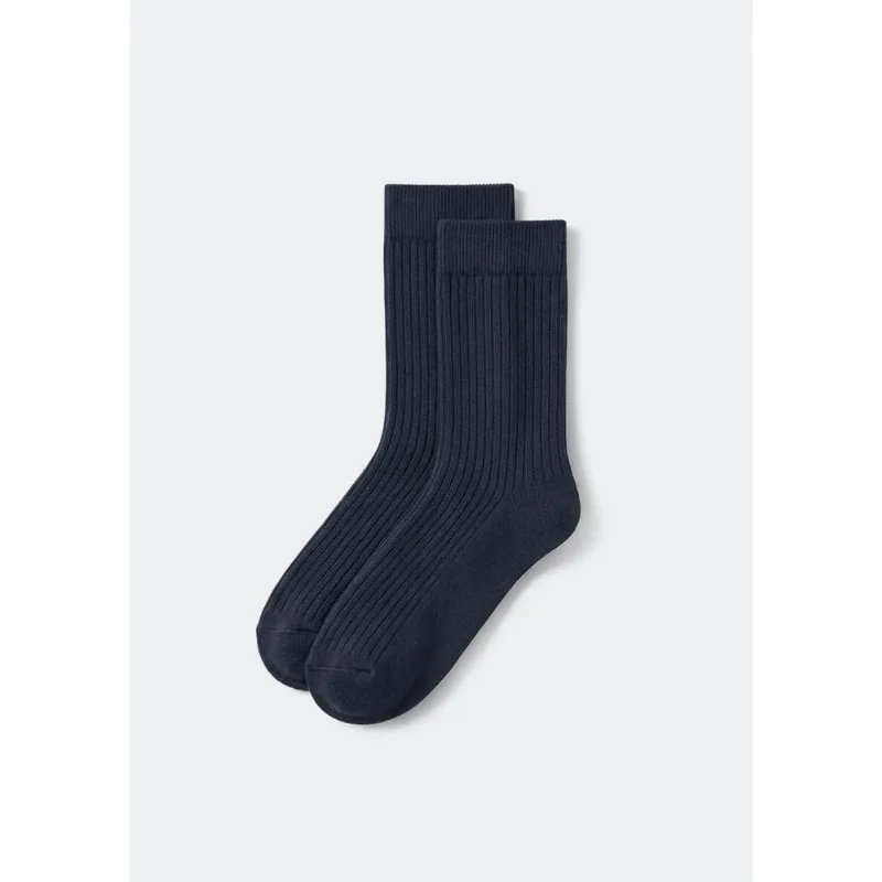 Meia Unissex Cano Longo Em Algodão Pima - Azul M