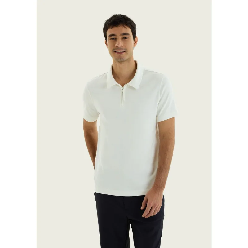 Camisa Polo Masculina Em Malha Tech - Off white M