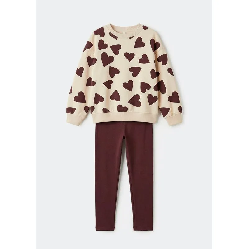 Conjunto Infantil Menina Com Blusão Estampado - Vinho 002