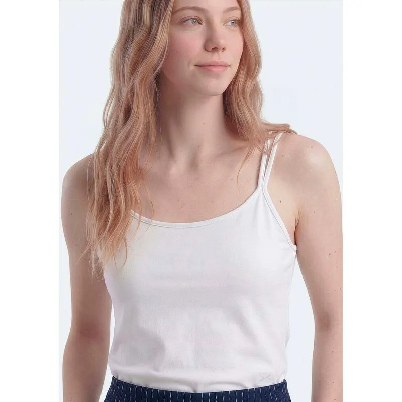 Regata Teen Alças Finas Com Elastano - Off white XP