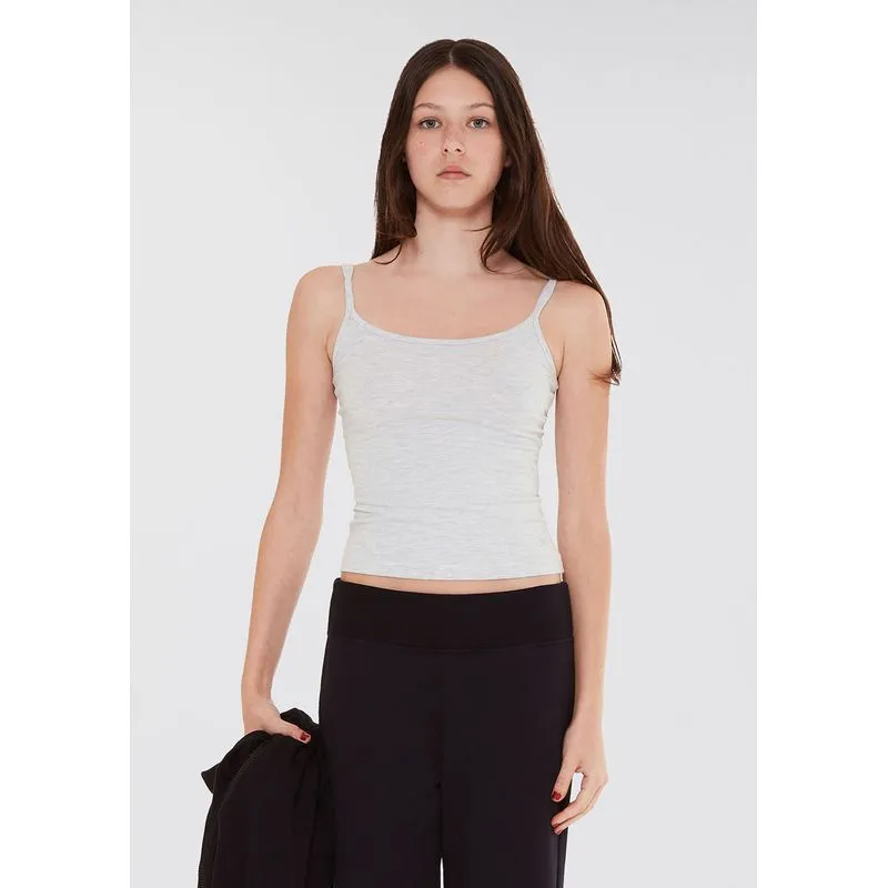 Regata Teen Alças Finas Com Elastano - Cinza M