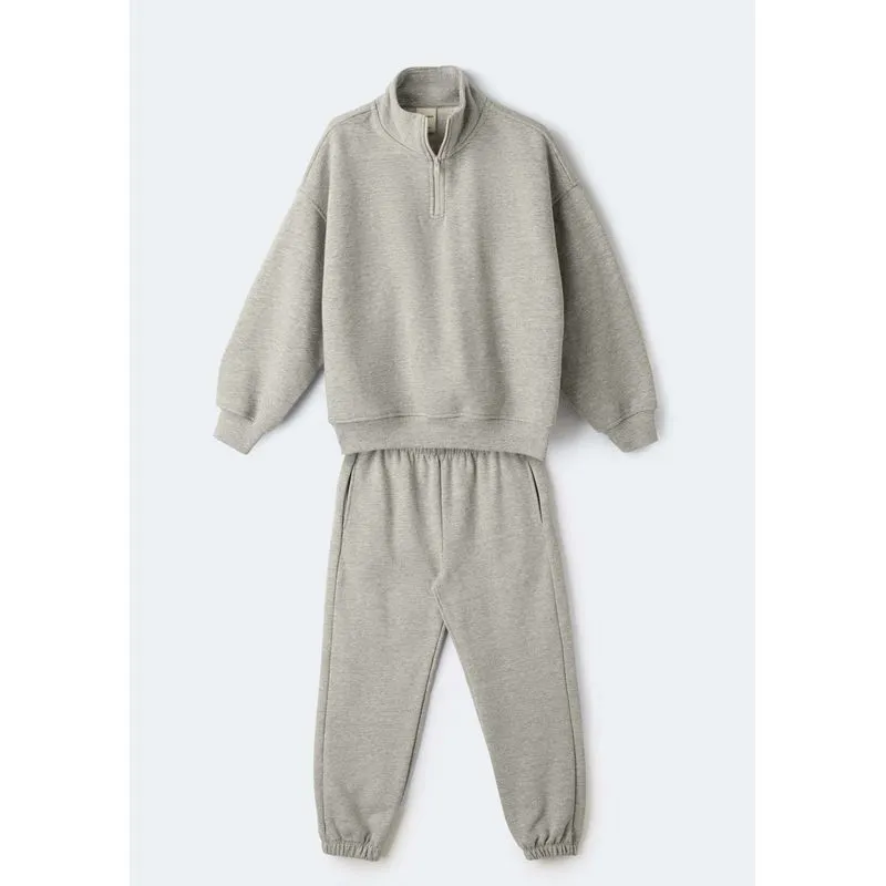 Conjunto Infantil Menina Com Blusão Gola Alta - Cinza 010