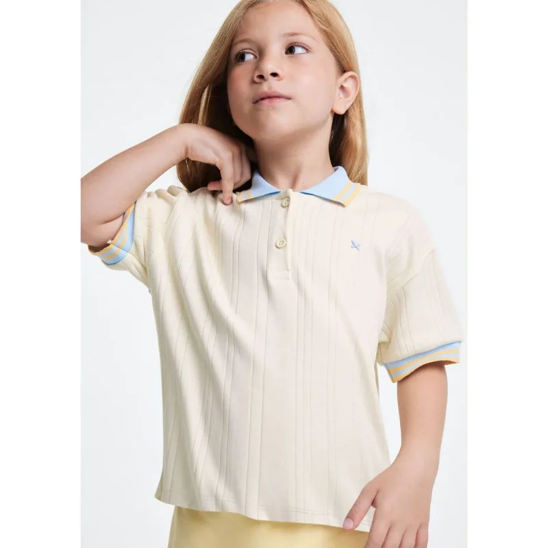 Camisa Polo Menina Relaxed Canelada - Off white 006