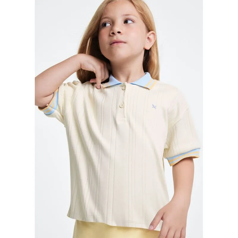 Camisa Polo Menina Relaxed Canelada - Off white 016