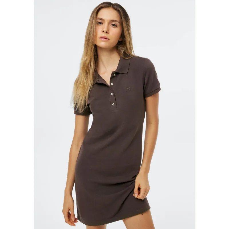 Vestido Polo Curto Malha Piquet - Marrom XG