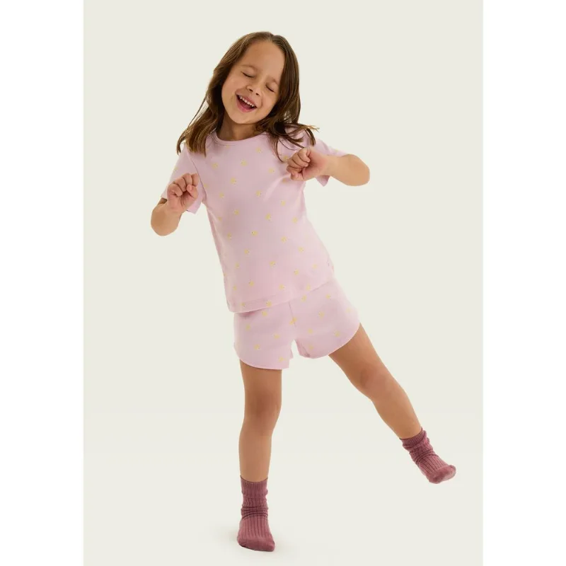 Pijama Infantil Menina Estampado Manga Curta - Rosa 016