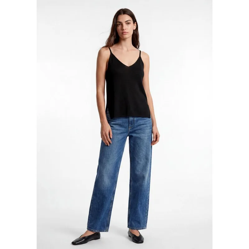 Regata Feminina Alças Finas Com Elastano - Preto P