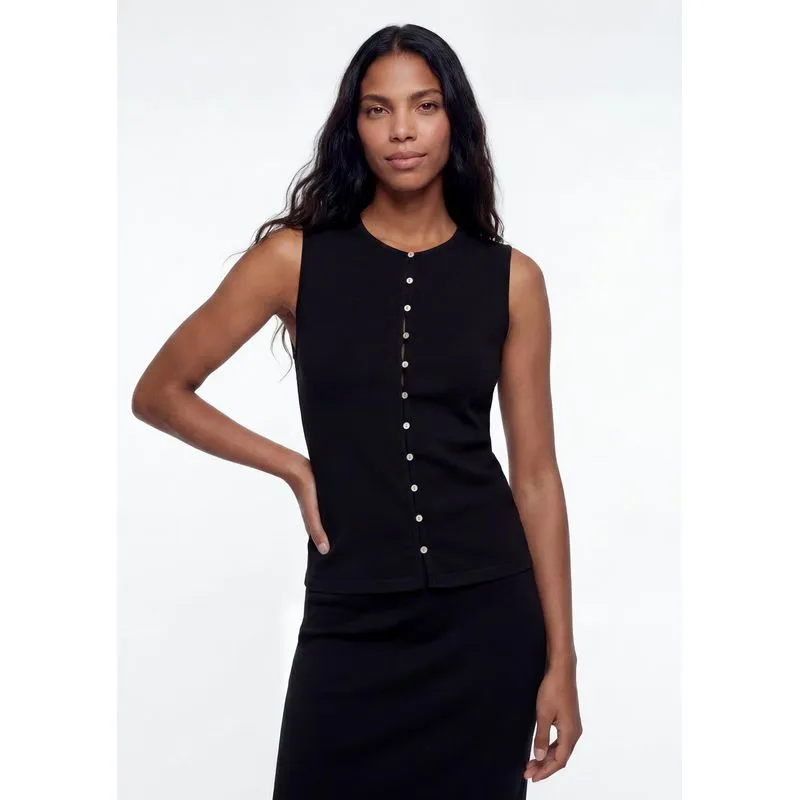 Regata Feminina Alças Médias Com Elastano - Preto M