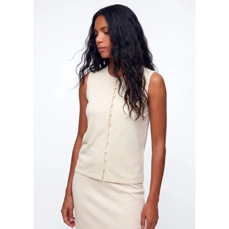 Regata Feminina Alças Médias Com Elastano - Creme P