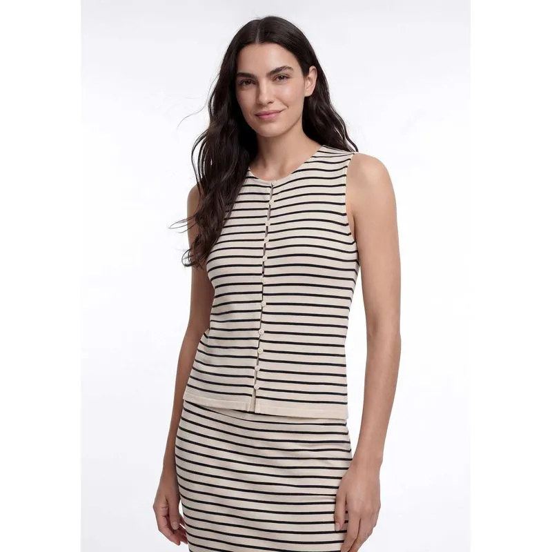 Regata Feminina Alças Médias Com Elastano - Off white M
