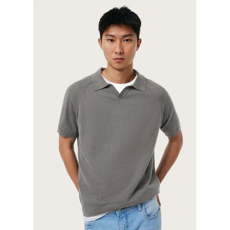Polo Masculina Em Tricô Flamê - Cinza G