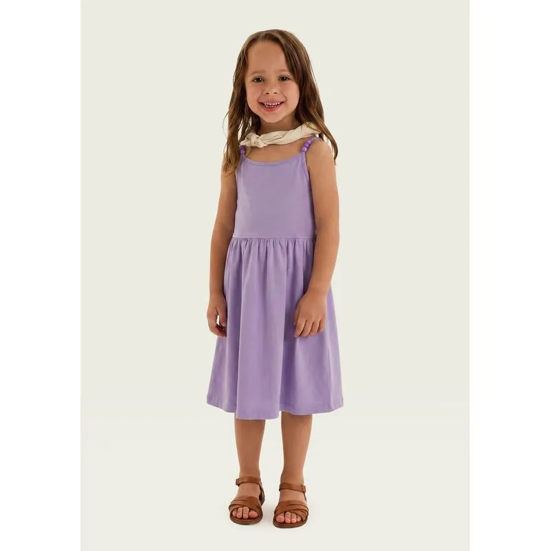 Vestido Curto Infantil Em Malha Binada - Lilás 012