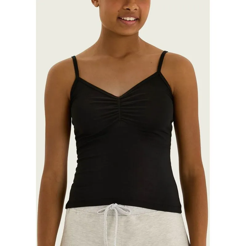 Regata Teen Alças Finas Decote Franzido - Preto M