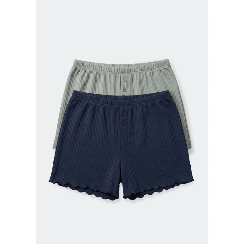 Kit 2 Shorts Pijama Feminino Em Jacquard - Multicolorido P