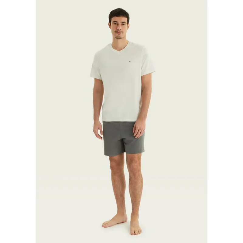 Pijama Masculino Curto Com Bordado - Cinza XG