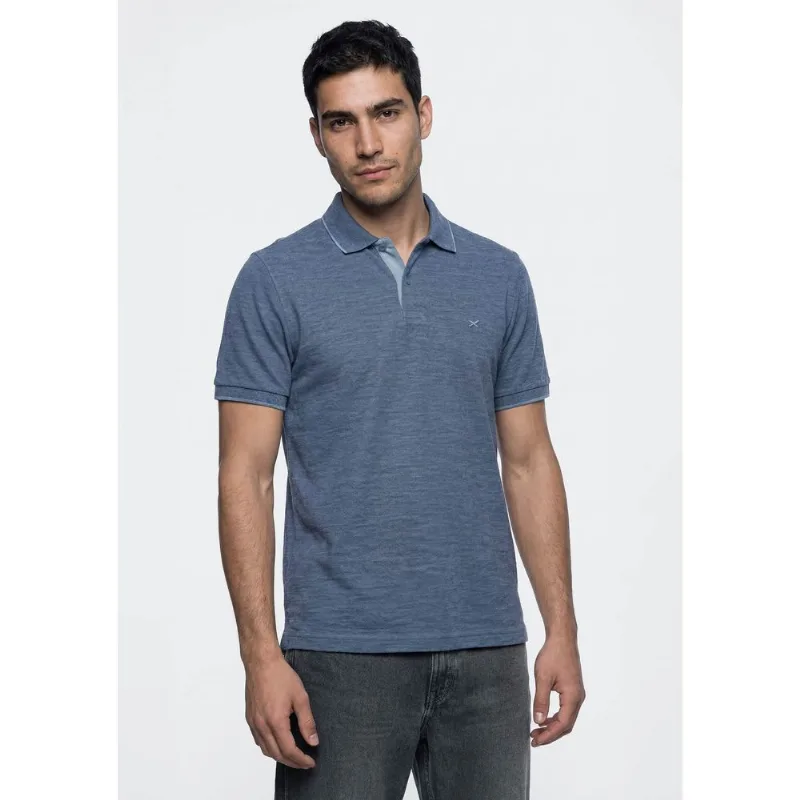 Camisa Polo Básica Masculina Em Piquet Com Bordado - Azul EXG