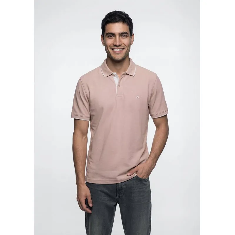 Camisa Polo Básica Masculina Em Piquet Com Bordado - Rosa EXG