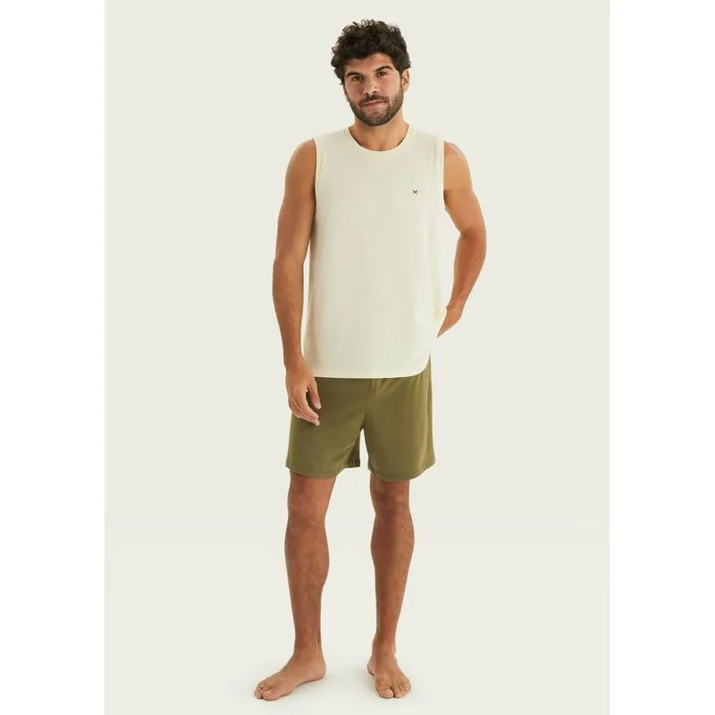 Pijama Curto Masculino Em Malha De Algodão - Creme XXG