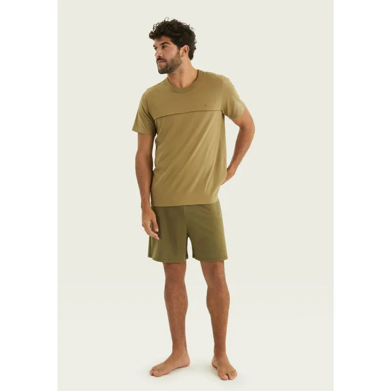 Pijama Curto Masculino Em Algodão - Verde P