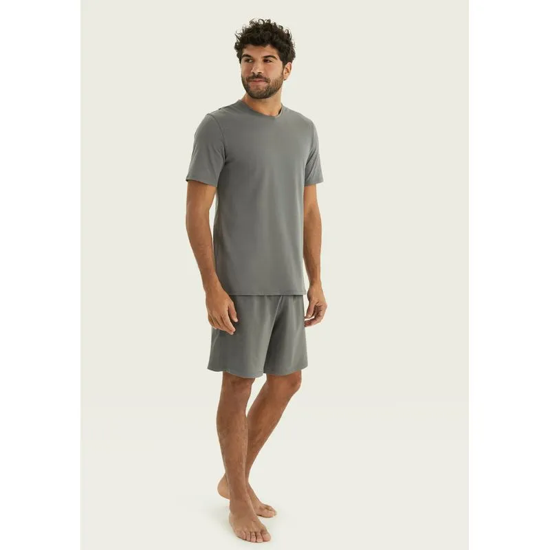 Pijama Curto Masculino Comfort Em Algodão Pima - Cinza XG